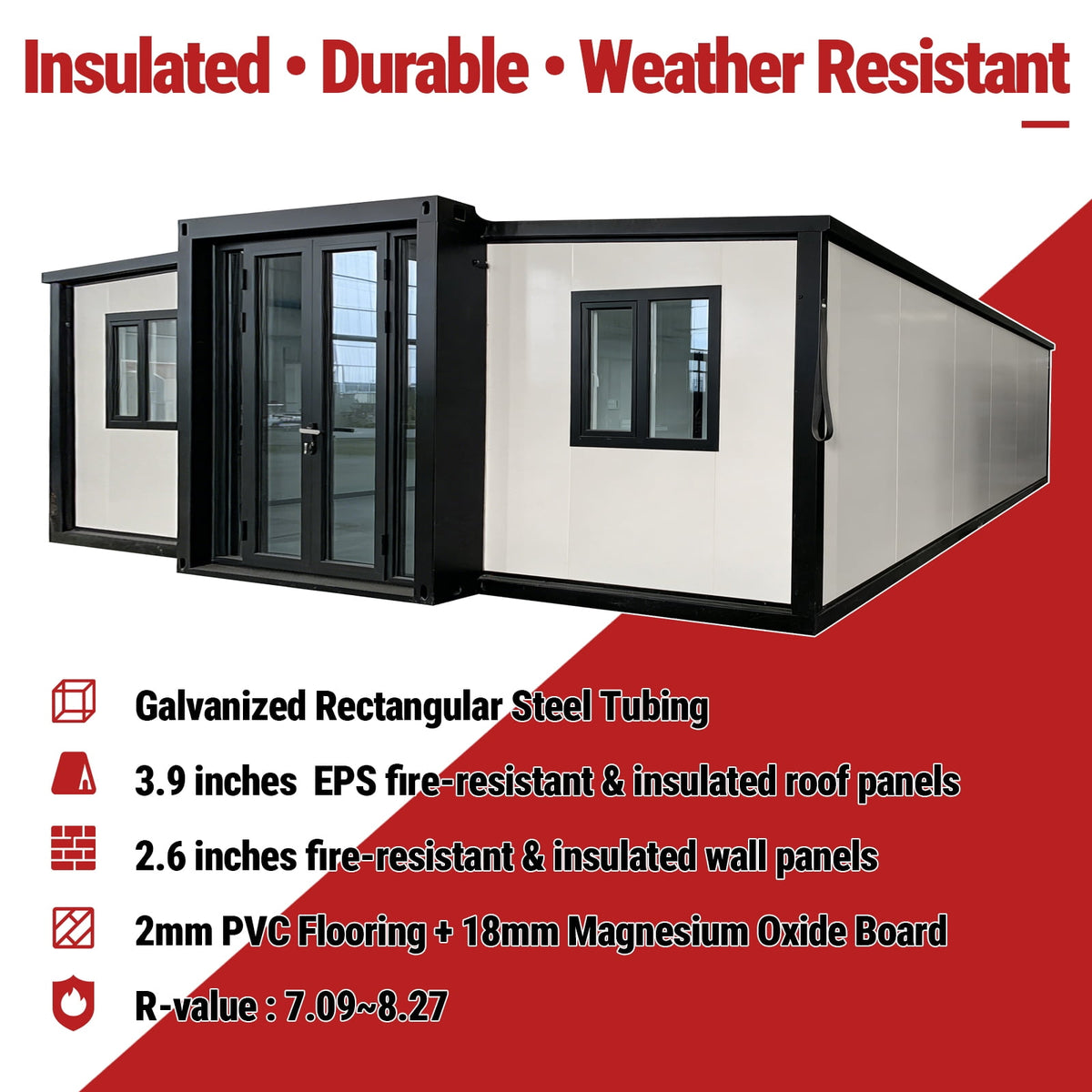 Expandable Prefab Modular House with Steel Frame and Insulated Panels